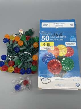 Holiday Time 50 Multicolor LED G8 Faceted Globe CHRISTMAS LIGHTS Indoor/Outdoor